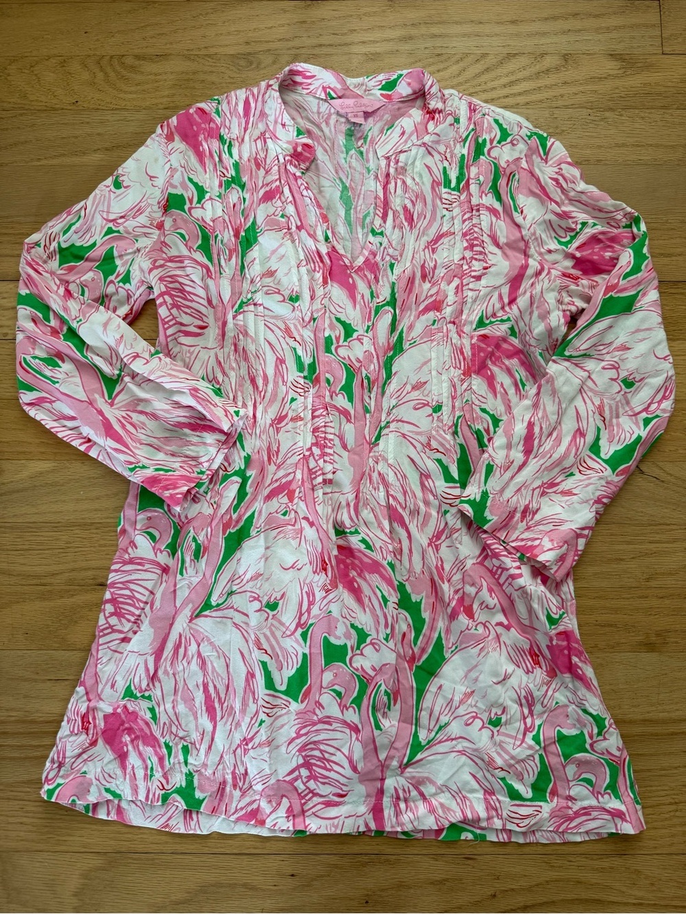 Lilly Pulitzer XS Sarasota Pink Flamingo Beachy Coastal Tunic Top